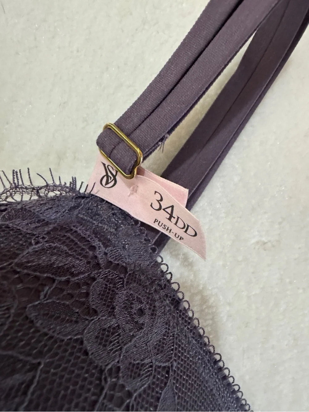 Victoria’s Secret Lace Push Up Bra Dark Gray 34DD NWT Underwire Very Sexy